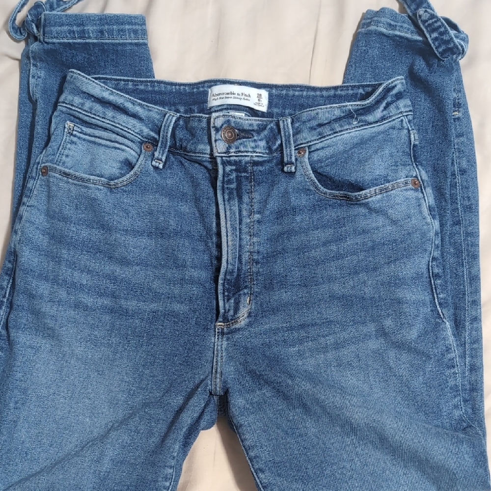 Abercrombie & Fitch High Rise Super Skinny Ankle Jeans - Blue
